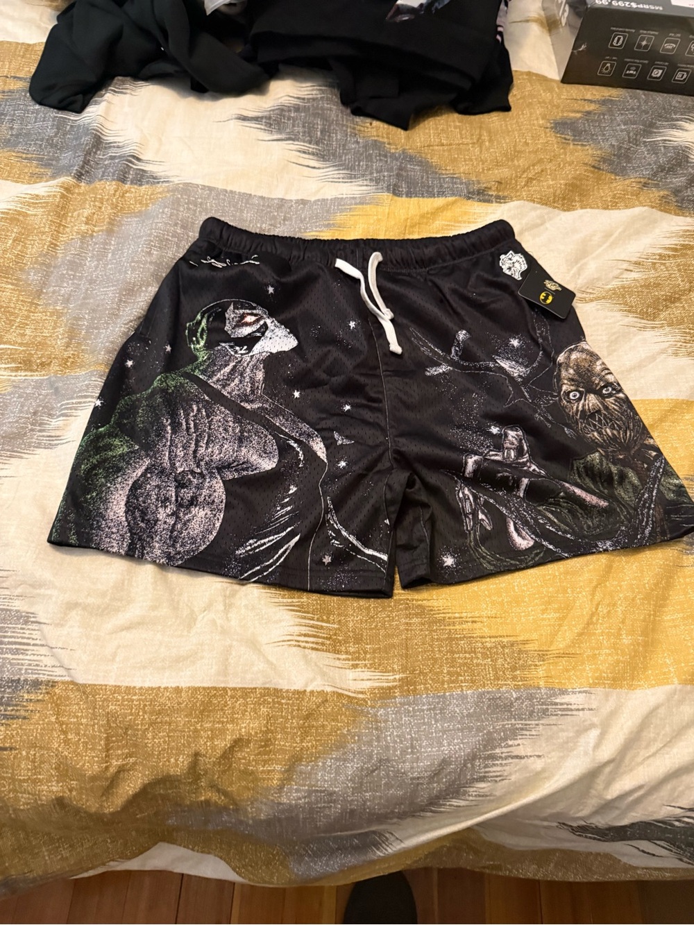 Darc Sport Bane Black Graphic Athletic Shorts with White Drawstring Size L